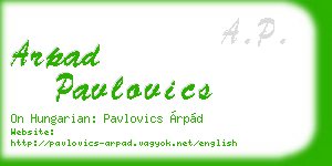 arpad pavlovics business card