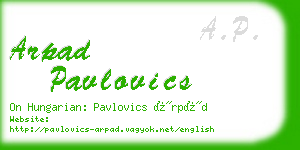 arpad pavlovics business card